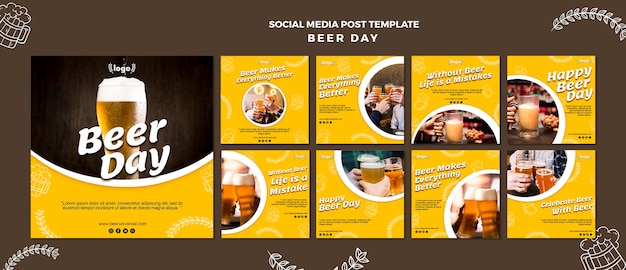 PSD gratuit modèle de publication de médias sociaux de la journée de la bière