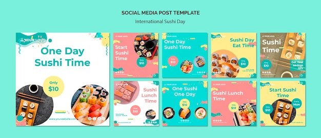 Modèle De Publication Sur Les Médias Sociaux De La Journée Internationale Du Sushi