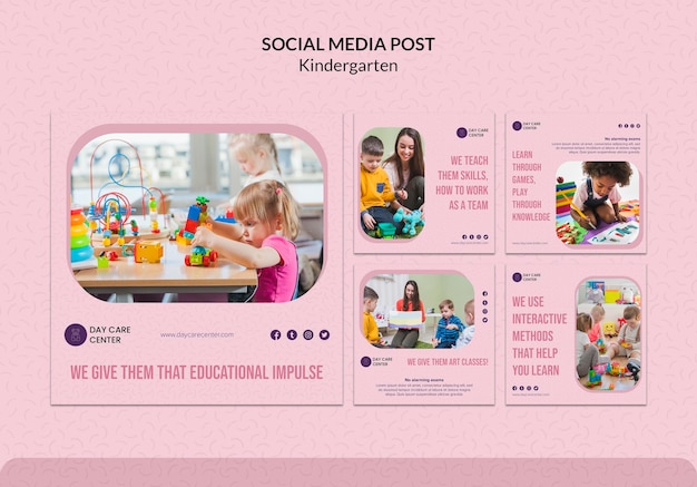 PSD gratuit modèle de publication sur les médias sociaux de la maternelle