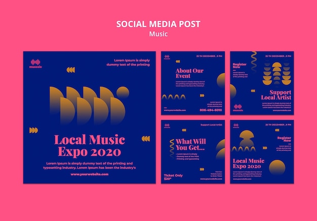 PSD gratuit modèle de publication sur les médias sociaux music expo