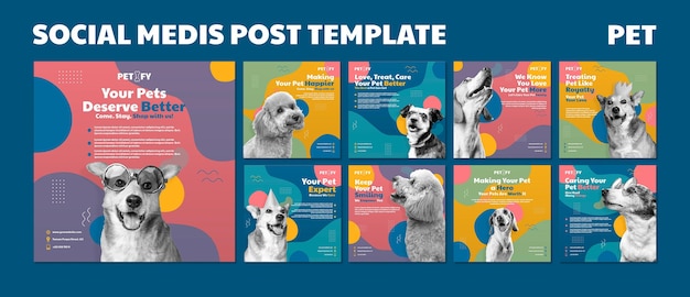 PSD gratuit modèle de publication de médias sociaux pour animaux de compagnie mignon