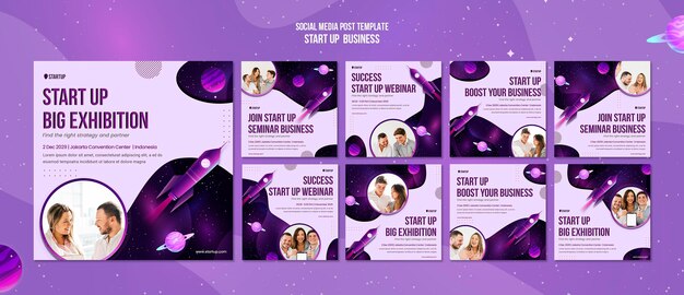 Modèle de publication sur les médias sociaux pour le concept d'entreprise