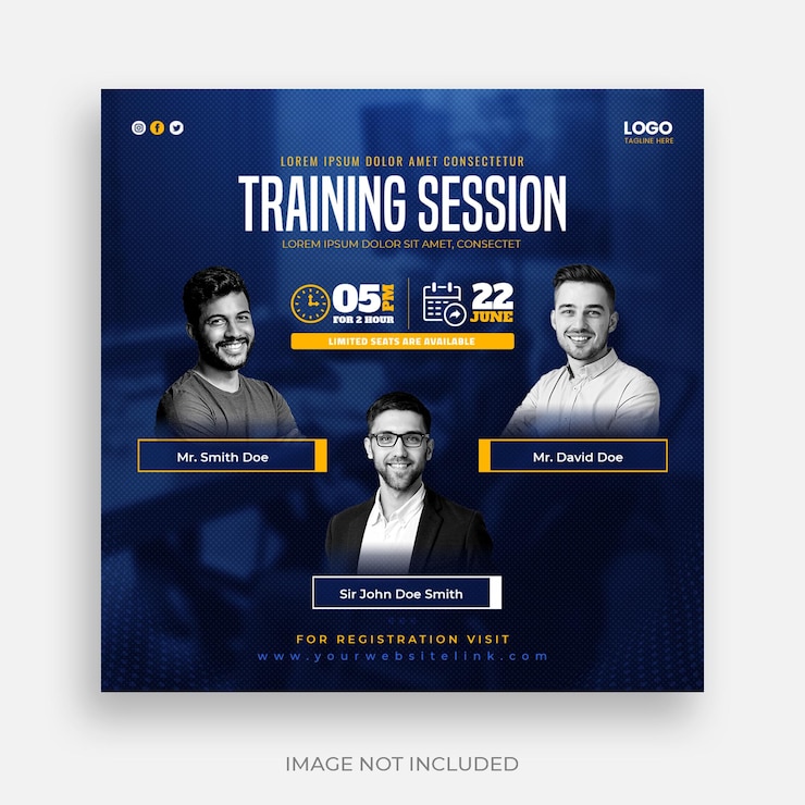 PSD gratuit modèle de publication sur les médias sociaux de la session de formation en ligne