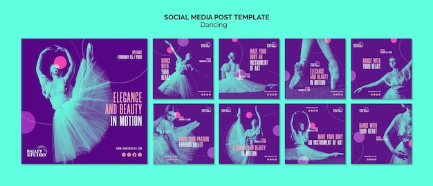 PSD gratuit modèle de publication de médias sociaux avec thème de danse