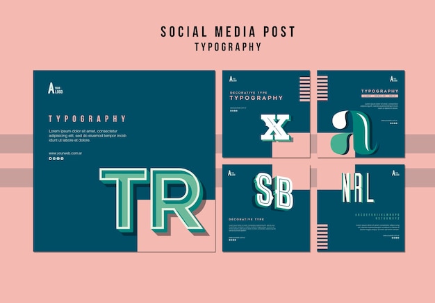 PSD gratuit modèle de publication sur les médias sociaux de typographie
