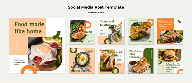 Modèle de publication sur les réseaux sociaux de concept alimentaire