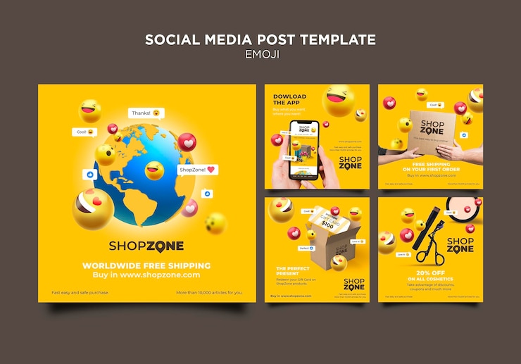 PSD gratuit modèle de publication sur les réseaux sociaux emoji