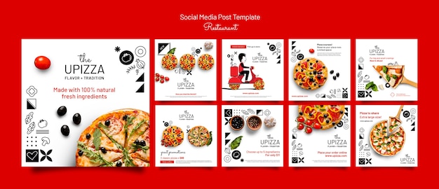 Modèle de publication sur les réseaux sociaux de restaurant de pizza