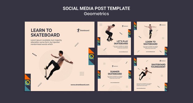 PSD gratuit modèle de publication sur les réseaux sociaux de skateboard