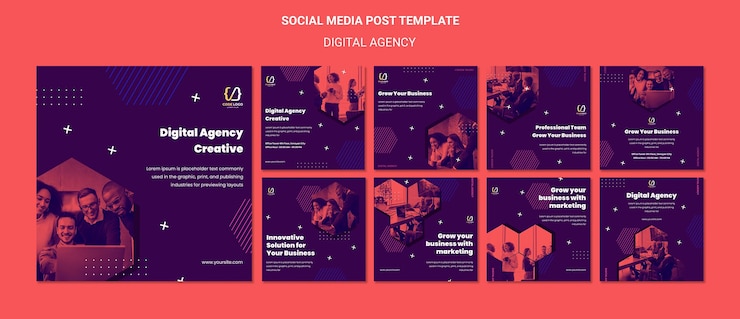 PSD gratuit modèle de publication sur les réseaux sociaux de solutions d'agence numérique