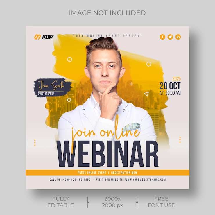 PSD gratuit modèle de publication de webinaire en direct sur les médias sociaux d'entreprise de marketing numérique