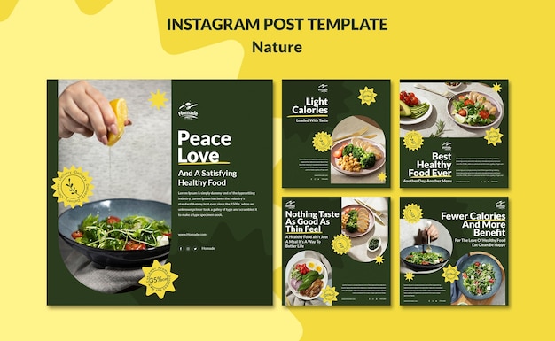 PSD gratuit modèle de publications instagram sur les aliments naturels