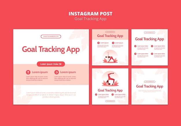 Modèle De Publications Instagram De L'application De Suivi Des Objectifs