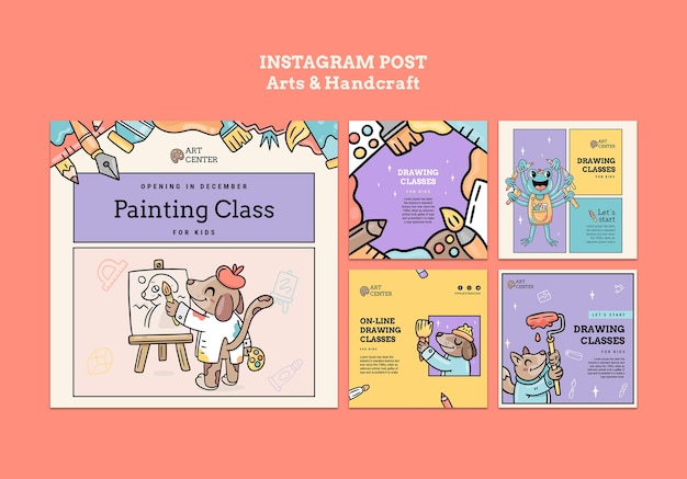 PSD gratuit modèle de publications instagram sur les arts et l'artisanat