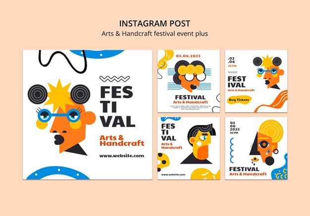 Modèle de publications instagram sur les arts et l'artisanat