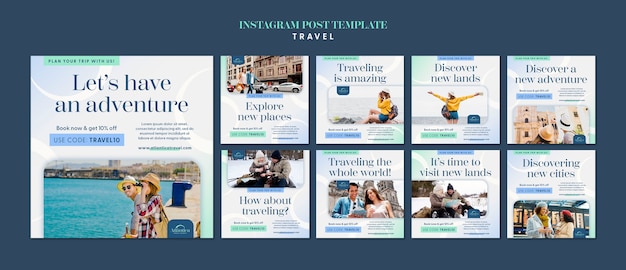 PSD gratuit modèle de publications instagram d'aventure de voyage dégradé