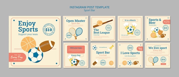 Modèle De Publications Instagram De Bar Sportif