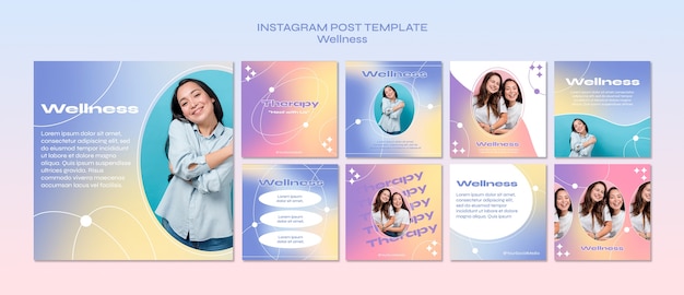 PSD gratuit modèle de publications instagram de bien-être dégradé