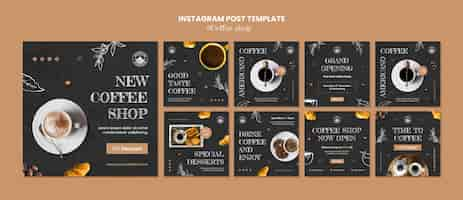 PSD gratuit modèle de publications instagram de café