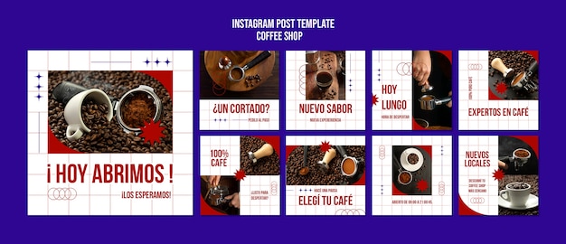 PSD gratuit modèle de publications instagram de café