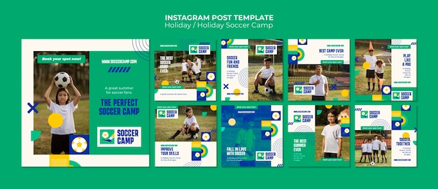 Modèle de publications instagram de camp de football de vacances