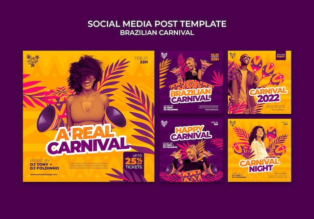 Modèle De Publications Instagram De Carnaval Brésilien Réaliste