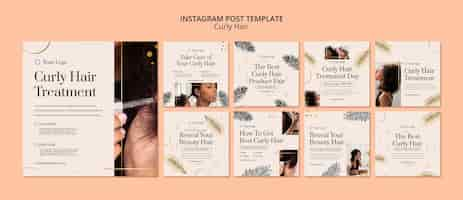 PSD gratuit modèle de publications instagram cheveux bouclés