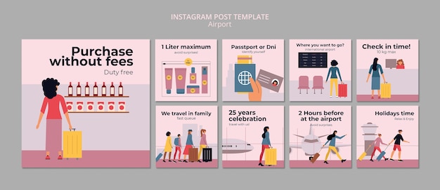 PSD gratuit modèle de publications instagram de la compagnie aéroportuaire