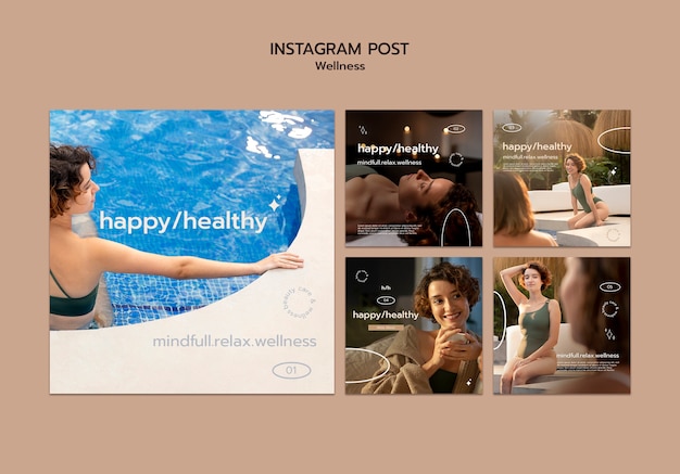 Modèle de publications instagram de concept de bien-être