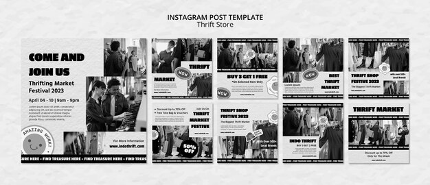 Modèle de publications instagram de concept de magasin d'occasion