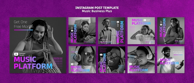 PSD gratuit modèle de publications instagram du festival de musique