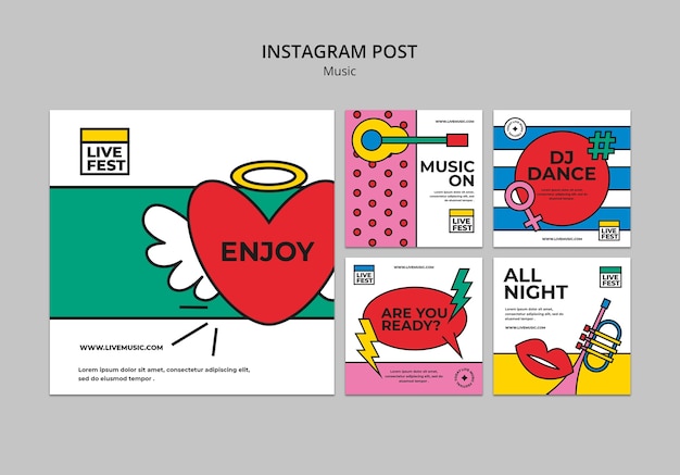 Modèle de publications instagram du festival de musique