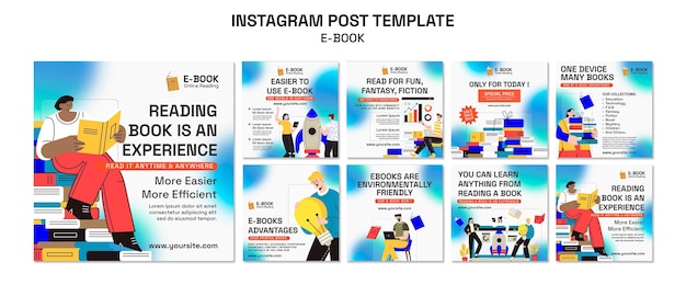 Modèle de publications instagram ebook design plat