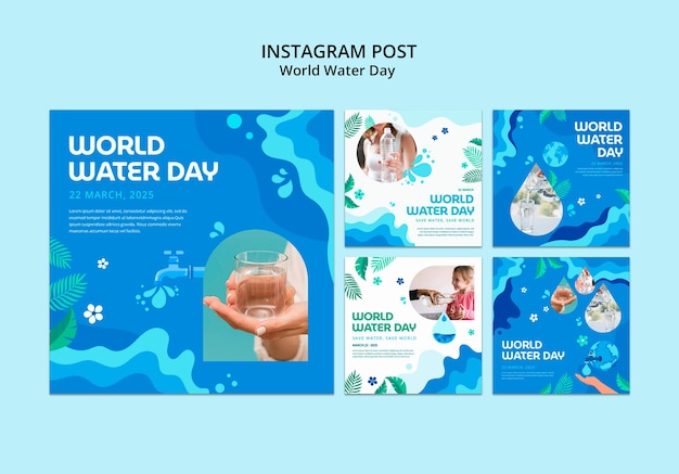 PSD gratuit modèle de publications instagram de la journée mondiale de l'eau