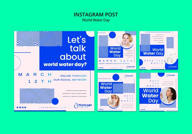 PSD gratuit modèle de publications instagram de la journée mondiale de l'eau