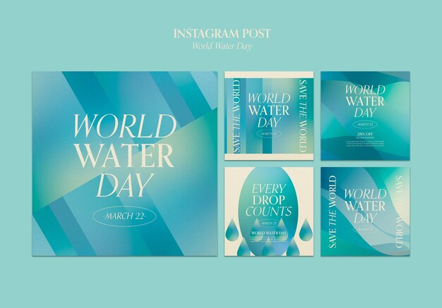 Modèle de publications instagram de la journée mondiale de l'eau