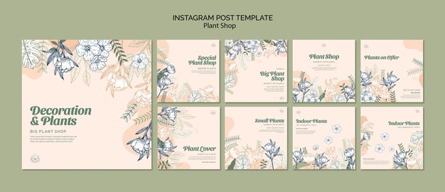Modèle de publications instagram de magasin de plantes