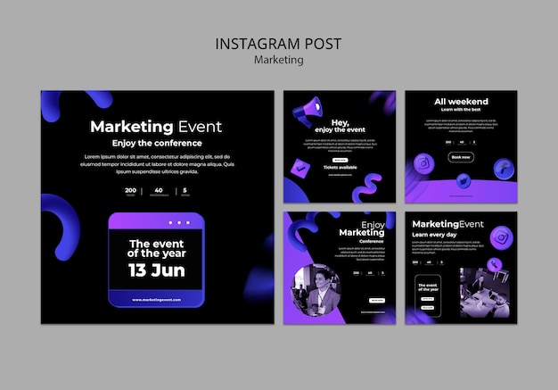 Modèle de publications instagram marketing dégradé