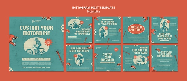 PSD gratuit modèle de publications instagram moto vintage