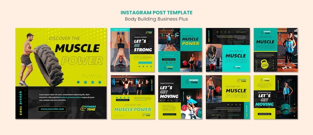 PSD gratuit modèle de publications instagram de musculation