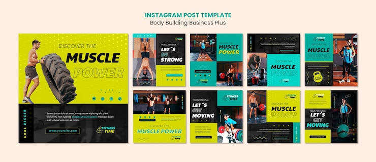 PSD gratuit modèle de publications instagram de musculation