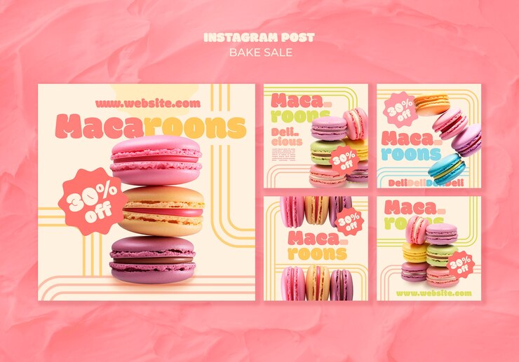 PSD gratuit modèle de publications instagram pour la vente de pâtisseries