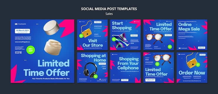 PSD gratuit modèle de publications instagram de remise sur les ventes