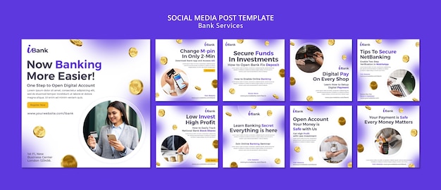 Modèle de publications instagram de services bancaires