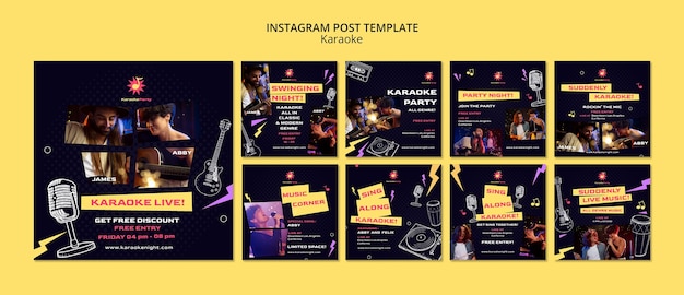 PSD gratuit modèle de publications instagram de soirée karaoké