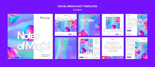 PSD gratuit modèle de publications instagram de style dégradé