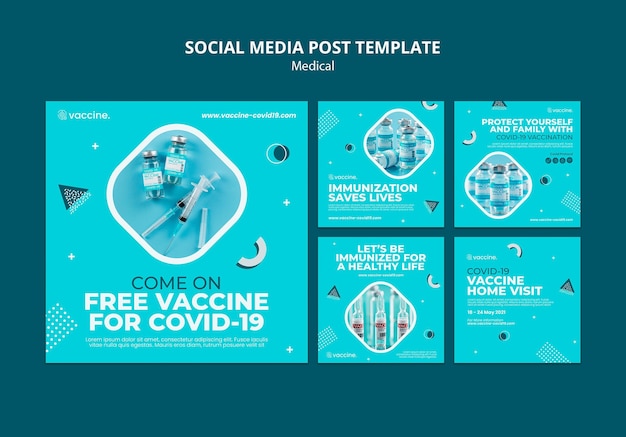 PSD gratuit modèle de publications instagram sur le vaccin contre le coronavirus