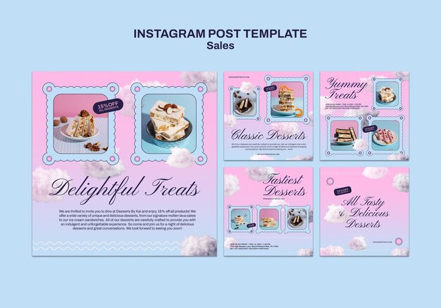 Modèle de publications instagram de vente dégradé