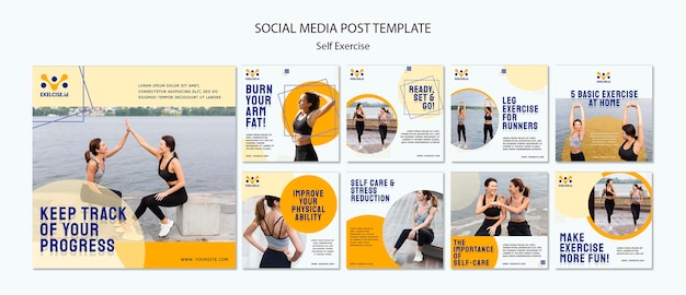 PSD gratuit modèle de publications sur les médias sociaux d'auto-exercice
