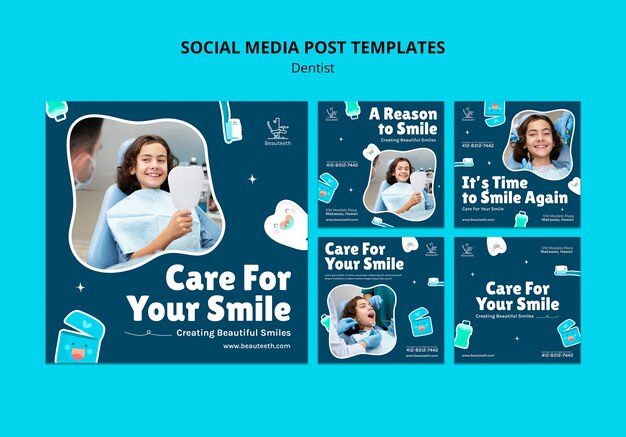 Modèle de publications sur les médias sociaux de soins dentaires